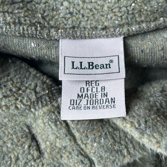 VINTAGE L.L. Bean Olive Green fleece button up cardigan size L - Picture 3 of 7